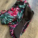 Beachsissi  NWT One Piece Swimsuit Size Large Black Pink Green Tropical Palm Photo 6