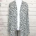 kim rogers  Fuzzy White & Gray Cheetah Animal Print Open Cardigan Size Large Photo 4