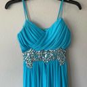 B Darlin  Blue Dress 5/6 Formal High Low Beaded Tulle Adjustable Sleeveless Photo 1