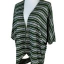 Say Anything  Green Stripe Cardigan Open Front Top Medium Photo 1