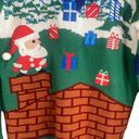 Holiday Time  Green Multicolor Christmas Santa Ugly Knit Sweater Women Sz XXL Photo 2