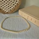 American Vintage Vintage “Soleil” Pink Pearl Long Necklace Small to Large Japan Fish Hook Clasp Gold Photo 1