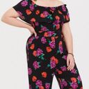 Torrid  Black‎ Pink Floral Off Shoulder Challis Jumpsuit 1X Photo 1