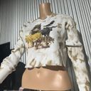 Forever 21 Wildlife Forest Animal Cropped Sweater  wolf moose bear tie dye small Photo 3