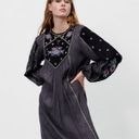 ZARA  EMBROIDERED MIDI Dress w/ Round Neck & Long Sleeves w/ Elastic Cuffs NEW Photo 6