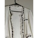 CAbi  Cardigan Sweater Womens M Ivory Gabrielle #284 Beaded Ruffles Waffle Knit Photo 4