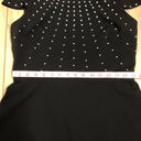 Carmen Marc Valvo  Black Embellished Cap Sleeve Fit Flare Dress Size 8 Photo 6