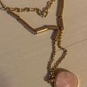 Madewell NWOT  Gold Tone Rose Quartz Pendant Layered Necklace Photo 5