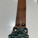 Old Navy Vintage Women’s Belt  Genuine Leather Belt Floral Metal Buckle 37"brown Photo 6