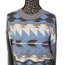 a.n.a Aztec Print Multicolor Gray Crew Neck Pullover Sweater Oversized Medium NWT Photo 4
