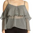 Ten Sixty Sherman  NORDSTROM Black & white Gingham Cold shoulder Blouse NEW large Photo 1