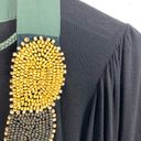 Tbags Los Angeles T-Bags Los Angeles Beaded V-Neck Tunic Top Black Green Rope Tassels Size Large Photo 9