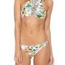 Red Carter  Martinique Macrame Tropical Floral High Neck Bikini Top Bathing Suit Photo 4