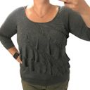 AB Studio  MEDIUM Ruffle Layered Front 3/4 Sleeve Soft Tee Gray Photo 36