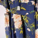 Luxology Navy Floral Print Chiffon High Low Faux Wrap Dress Size 16 New! Photo 6