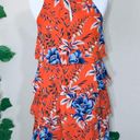 Loft Tropical Orange Floral Ruffle Tiered Dress Photo 2