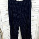 J.Jill  Women's Rayon Polka Dot Casual Pants Wide Leg Navy White Pockets Large Photo 2