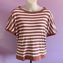 Rachel Zoe  Short Sleeve Brown/White Striped Pullover Tee Size Small Photo 0