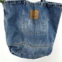 American Eagle  Outfitters Denim Tote Beach Bag Distressed Logo Cotton One Size Photo 2