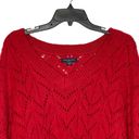 American Eagle  Open Knit Sweater Size Medium Jegging Fit Red V-Neck Womens Photo 1