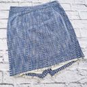 The Loft Ann‎ Taylor Skirt Womans 6 Blue Textured Asymetrical Fringe Hem Faux Wrap Photo 6