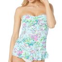 Lilly Pulitzer ‎ Carmen Ruffled Tankini Top in Bali Blue Sway This Way Swim Sz 4 Photo 0