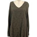 CP Shades  Olive Green Floral Embroidered Long Sleeve Top Size Medium Photo 0