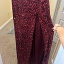 Windsor Burgundy One-Shoulder Sequin Dress Photo 5