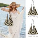 Straw Beach Summer Woven Tote Bag Black Photo 1