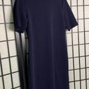 Mario Serrani  Shift Knee Length Short Sleeve Casula Dress Navy Dark Blue Medium Photo 4