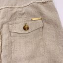 Michael Kors  Skirt Womans 6 Tan Raw Edge Linen Mini Pencil Faux Wrap Button Photo 5