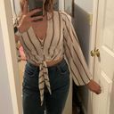 Forever 21 Long Sleeve Striped Crop Top Photo 2