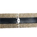 White House | Black Market  Belt  3" Black Patent Leather & Beige Woven Straw 2XL Photo 8