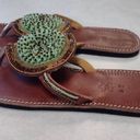 Vera Pelle  Size 42 Italian Leather Beaded Sandals Photo 1