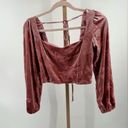 Altar'd State Altar’d State pink velvet butterfly print long sleeve crop top size small Photo 9