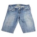 Bermuda Women’s IT Brand Dark Wash Denim  Shorts Flat Front Size 28 Casual Cotton Photo 0