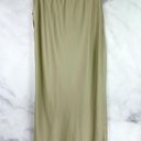 Oak + Fort Satin Midi Slip Skirt High Waisted Front Slit Bias Cut Elm Sage Green Photo 4