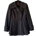 Miss Sixty  Women’s Wool Double Breasted Dark Gray Pleated Pea Coat Size Small Photo 1