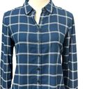 Draper James  Womens Button Up Shirt Blue Plaid Long Sleeve Cuff Round Hem 2 Photo 1