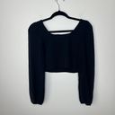 Sincerely Jules  Black Crop Top with Sheer Long‎ Sleeves & Corset Stitching SZ S Photo 4