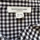 BeachLunchLounge  Blouse Top Black White Gingham Button Front Bell Sleeve Top XL Photo 1