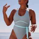 Fabletic Small Race-Up Racerback Swimsuit - Raincloud/Blue Sky Photo 5