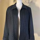 Vintage Blue  Ice Black Faux Micro Suede Embroidered Open Front Blazer Size 8 Photo 0