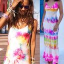 Dannijo Neon Dress Tie Dye Swirl Silk Slip Dress Tie Waist Belted Maxi Gown Photo 4