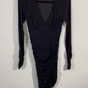 Majorelle  Revolve Black Ribbed V-neck Ruched Long Sleeve Cruz Mini Dress Size S Photo 1