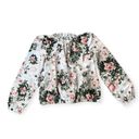 Chaser  Floral Ruffle Neck Pocket Shirred Blouse, Size M New w/Tag Photo 3