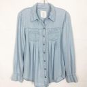 Style & Co . Polka Dot Blue Button Down Women's Shirt Size XS Photo 0