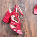 CAbi  • Tiptoe Sandals rope braided heel chunky block Hibiscus Red coral Photo 7