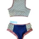 Free People Seea Maya Mesh Geo Colorblock Surf Bikini Set Bottom Sz Small Crop Tank Sz Med Photo 9