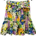 Ann Taylor  Floral Print Skirt Yellow Multi Size 0P Petite Floral A-line Belt Tie Photo 0